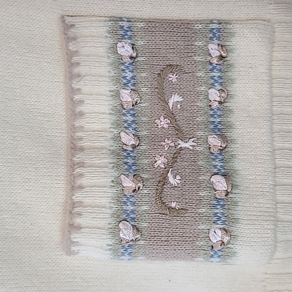 Vintage Cardigan Sweater MP Wool Dainty Embroidered Cottage Girl Feminine Cream - Picture 2 of 8